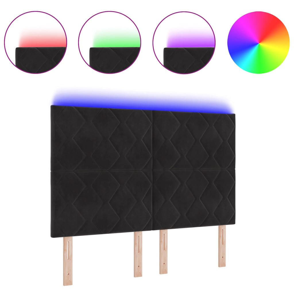 Testata LED Design a Blocchi di Diamanti Nera 144 cm Velluto