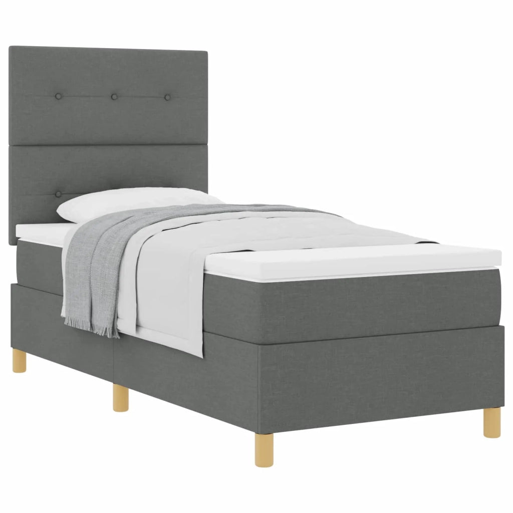 Letto a molle con materasso Grigio scuro 90 x 190 cm Tessuto 3339582