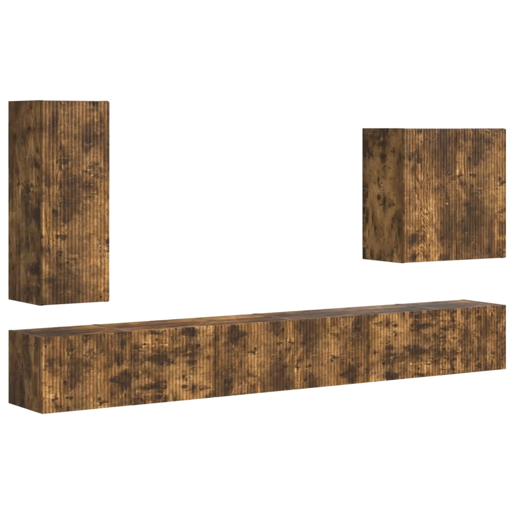 Set di Mobiletto da TV a Parete 6 pcs Rovere fumé 3408948