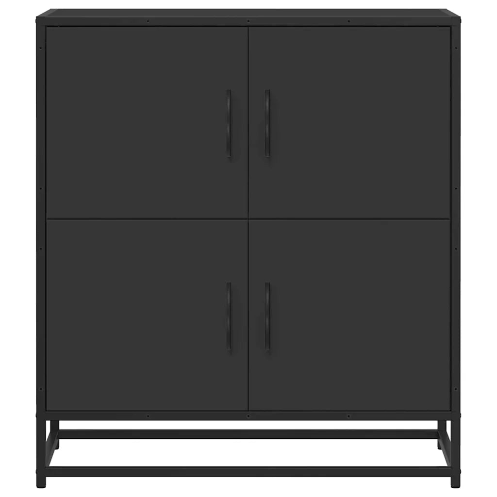 Credenza Rovere Nera 68x35x76 cm in Legno Multistrato 848989