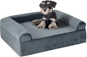 Letto Ortopedico per Cani, Cuccia per Animali in Schiuma di Memoria con Poggiatesta, Copertura Rimovibile e Fondo Antiscivolo per Cani Anziani, 102 x 82 x 30,5 cm