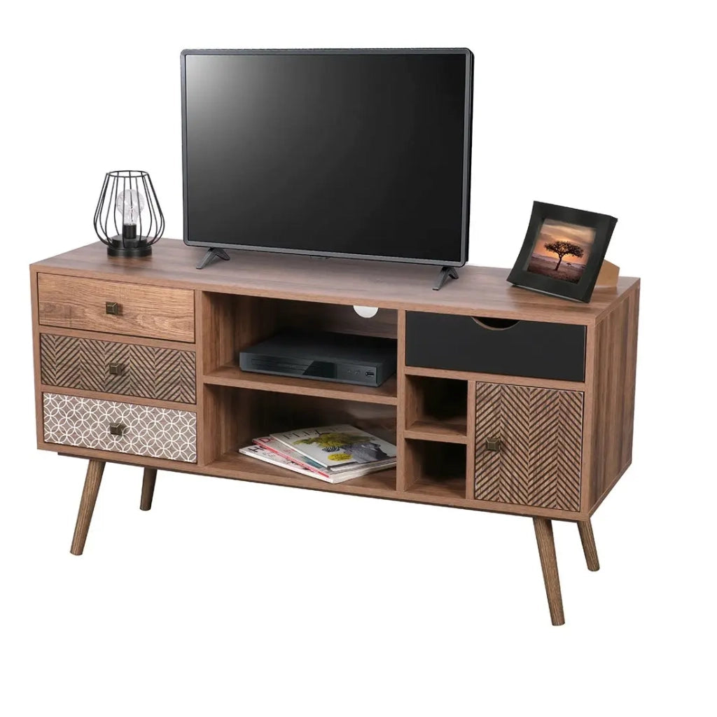 Mobile TV collezione ALTA colore quercia con 4 cassetti - Design scandinavo e pratici vani di stoccaggio