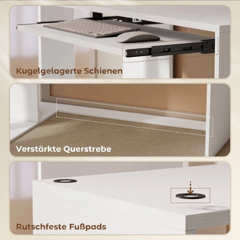 SCRIVANIA Angolare 90x50 cm + 100x30 cm Bianca
