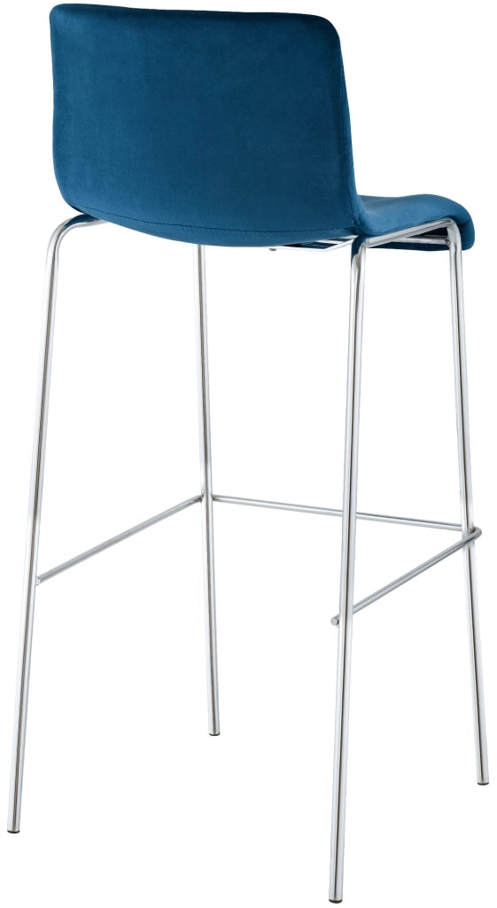 Sgabello Hover Velluto Base a Quattro Gambe Cromata blu