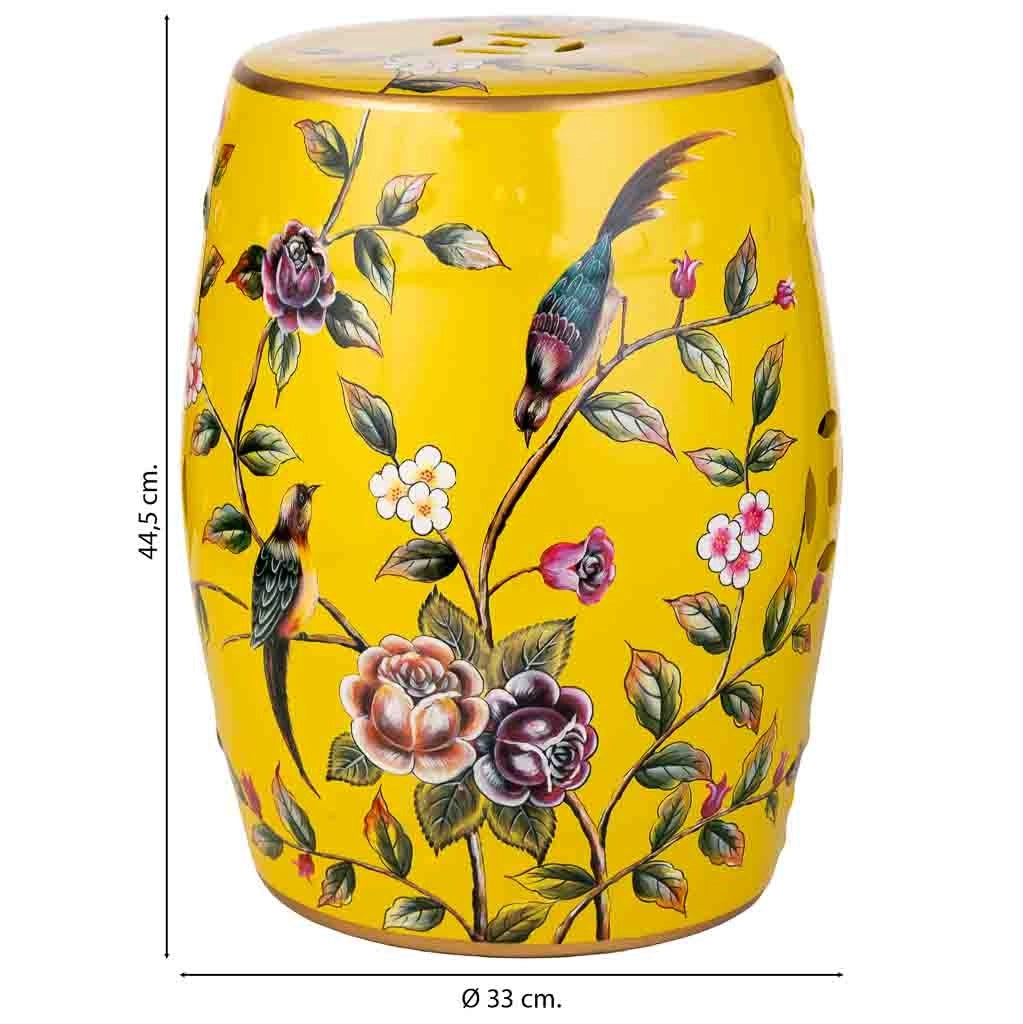 Sgabello in ceramica giallo D33x44,5