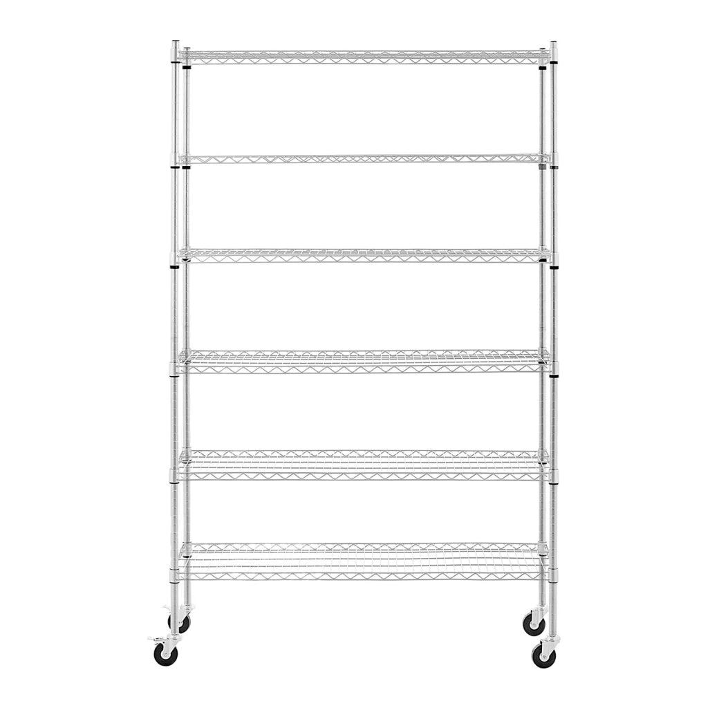 Scaffalatura metallica per carichi pesanti 120 x 45 x 190 cm portata 90 kg 4 ruote autoportante senza viti 14_0005155
