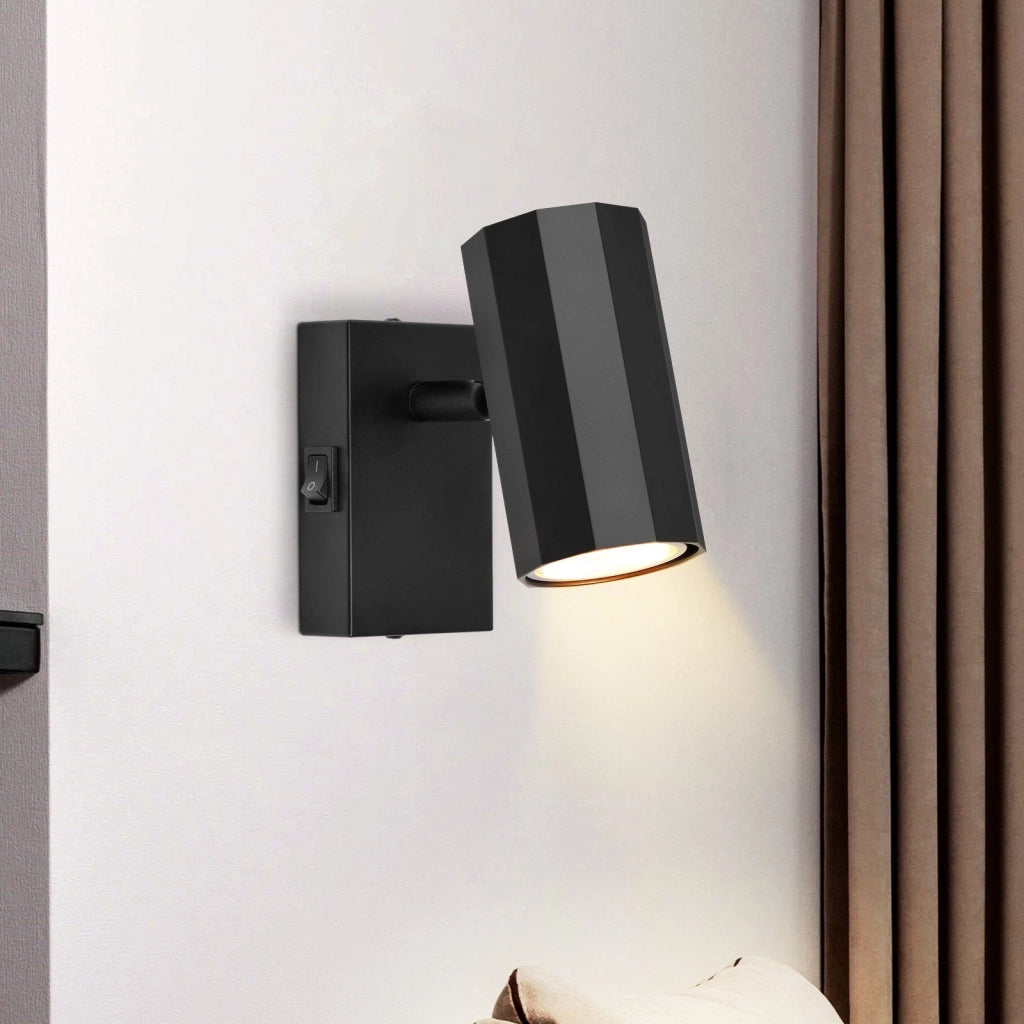 ZMH Faretto da soffitto neri 1 fiamma GU10 rotativo 350° interruttore metallo max 40W per corridoio anche parete