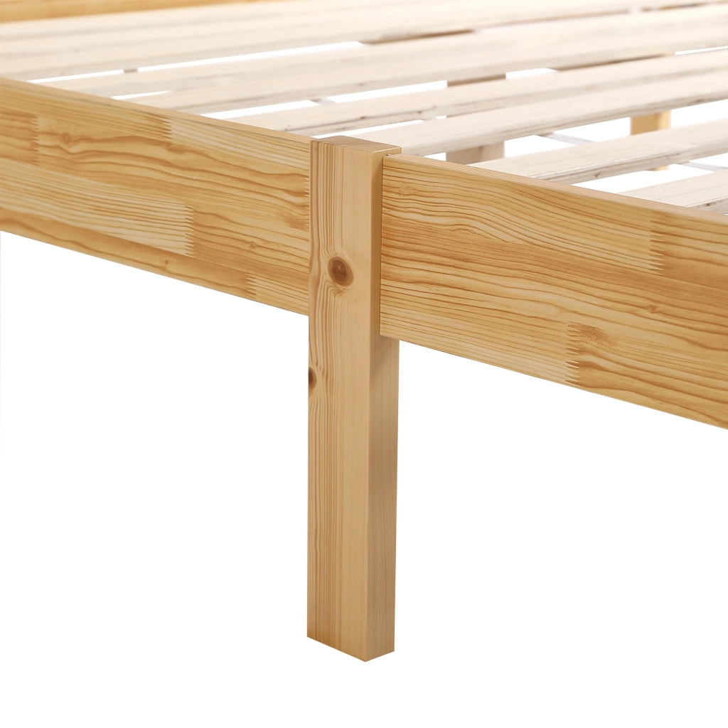Letto Matrimoniale 160 x 200 cm; 15 Doghe e Piedini Centrali - in Legno e Rattan - Naturale