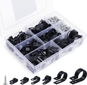 Set di Cavi e Connettori in Nylon Assortito - 271 Unità - Nero - Diversi Diametri - Guida per Cavi