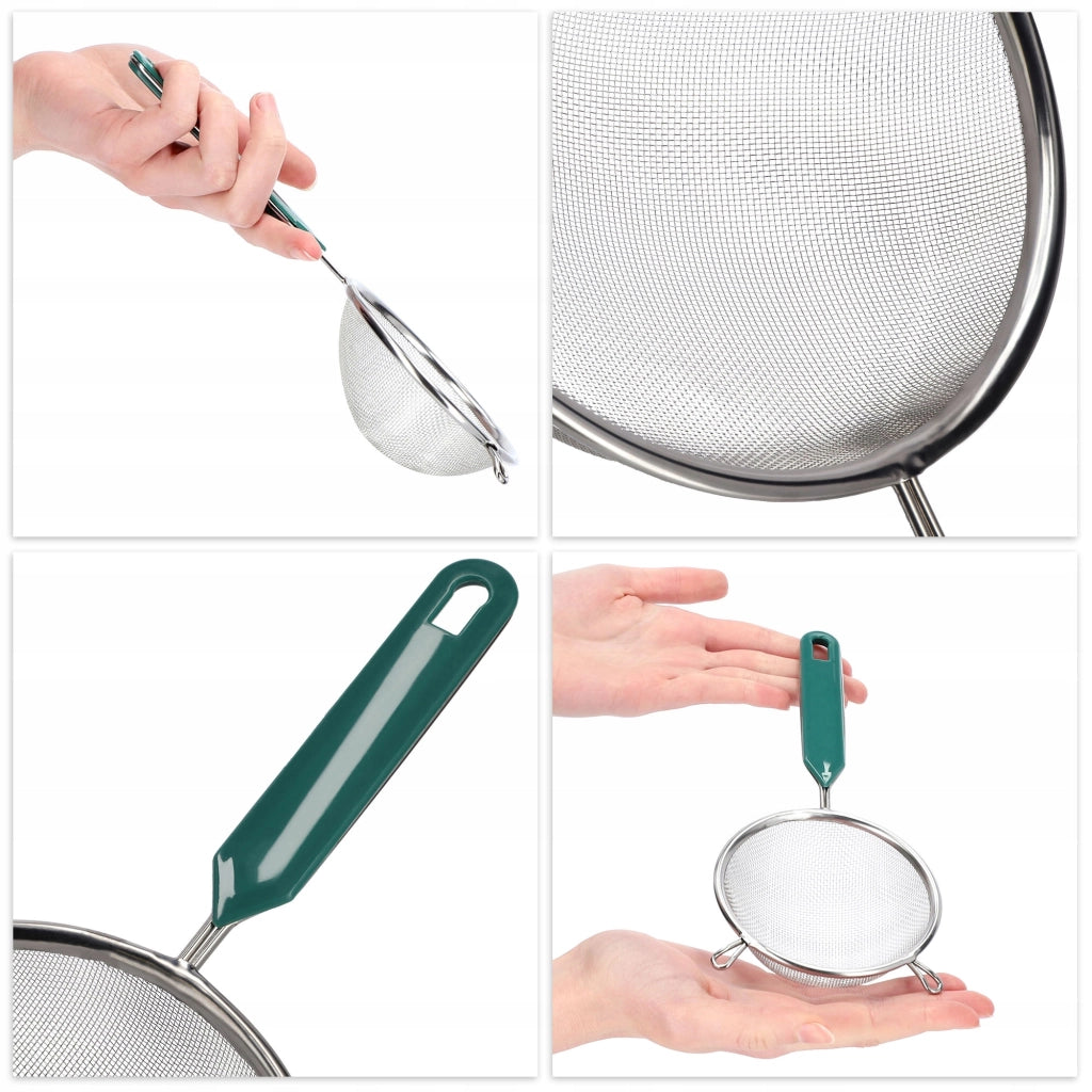 Colino da cucina KADAX con manico in acciaio per setacciare la farina, 10 cm di spessore