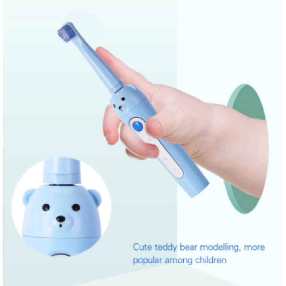 Trade Shop - Spazzolino Elettrico Per Bambini Ricaricabile Usb Bear 3 Modalità Testine Q-ys9 -