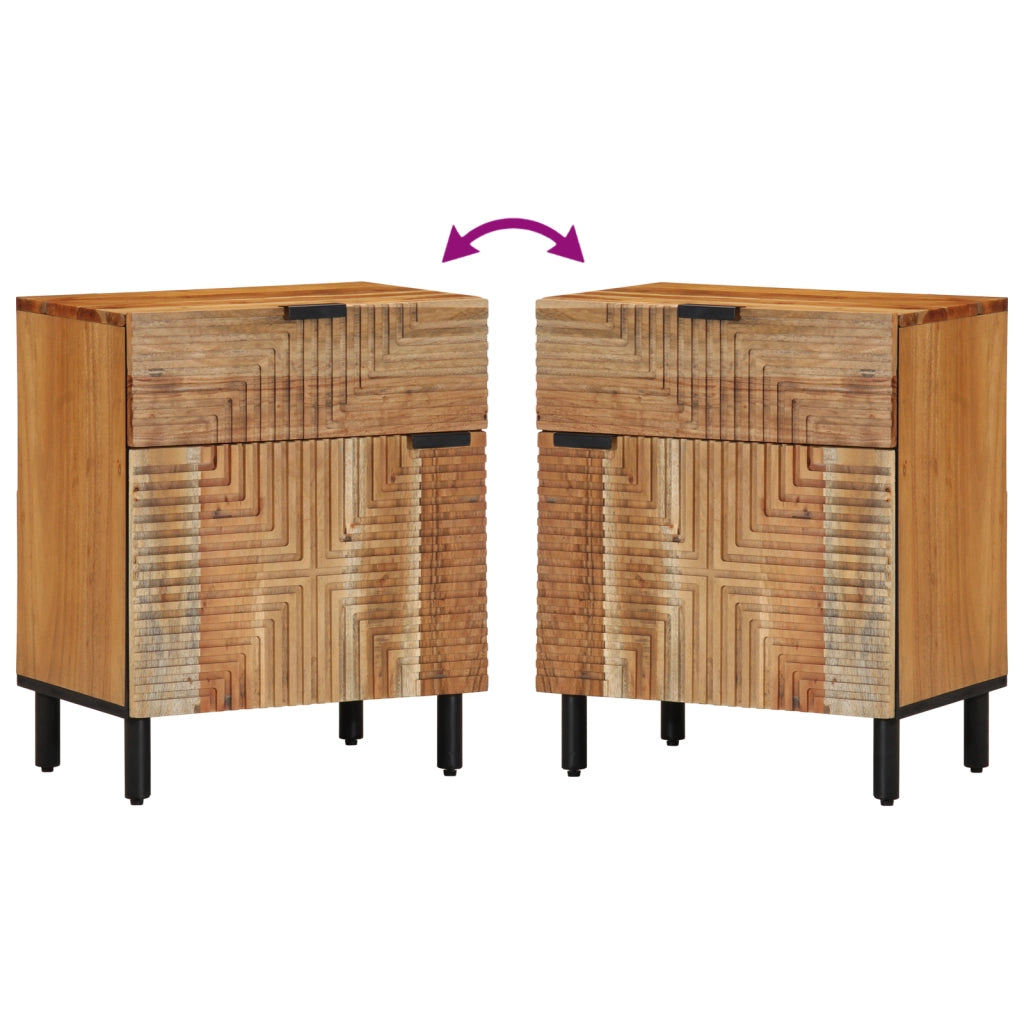 Comodino 50x33x60 cm in Legno Massello di Acacia
