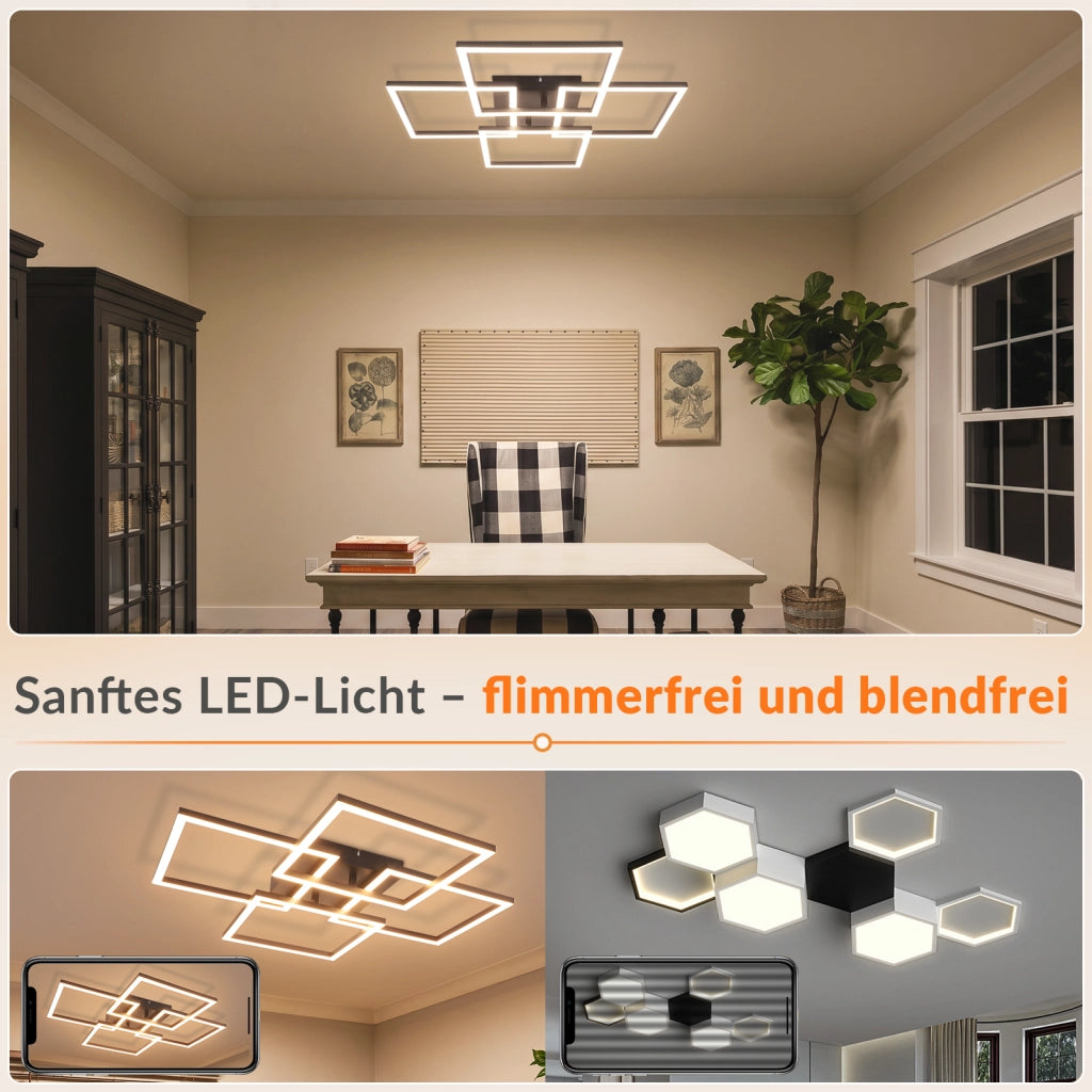 ZMH Lampada da Soffitto LED Dimmabile 43W Moderna Quadrata con Telecomando per Camera Soggiorno Cucina Ufficio