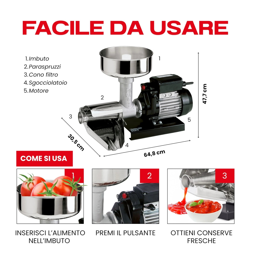 Spremipomodoro Elettrico 9004NN° 5 Hp 040 500 W Reber