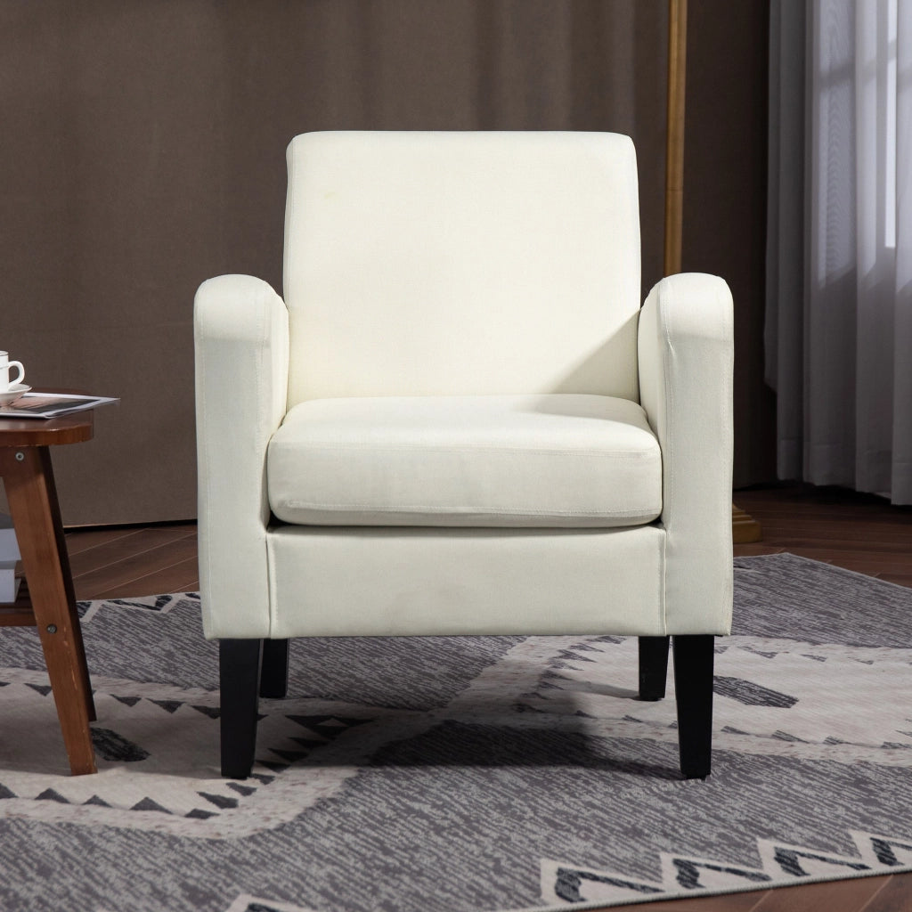 Poltrona Moderna da Camera con Braccioli 66x72x74 cm in Tessuto Crema