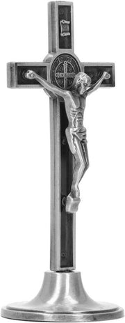 Croce da Parete a Incrocio 1,9 x 2 x 4,7 Pollici in Lega di Zinco Artigianale con Base Rimovibile per Decorazione di Tavolo e Parete di Pasqua (Argento)