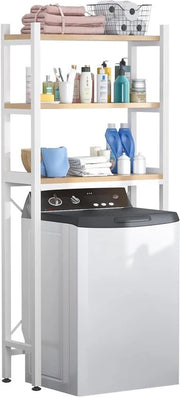 Scaffale per bagno - 3 livelli di stoccaggio spaziale risparmiatore per bagno - regolabile e multifunzionale - bianco Scaffale per lavatrice
