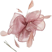 Cintura per Capelli Premium in Piuma Rosa per Matrimonio e Festa - Cintura per Capelli con Fiori per Donna - Cappello per Capelli Elegante - Dimensione Unica