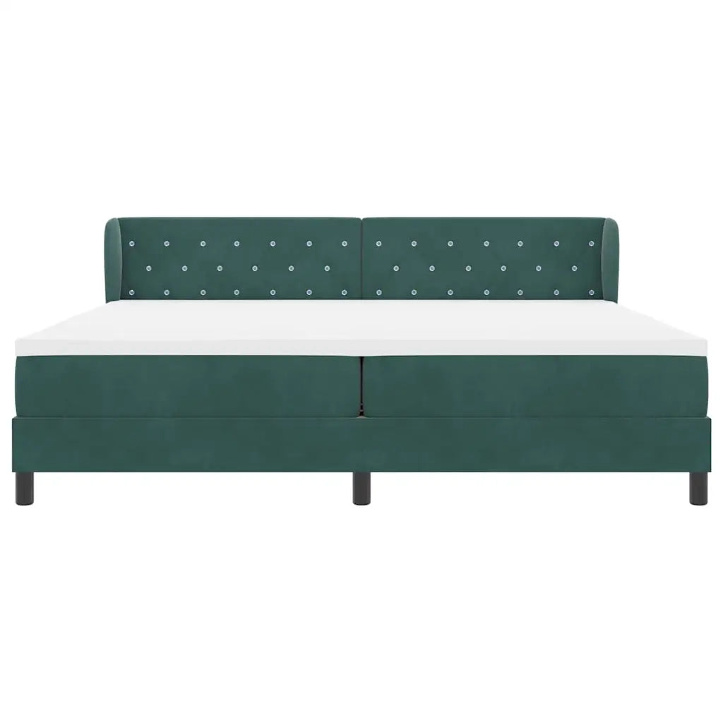 Letto a molle con materasso Verde scuro 200 x 200 cm Velluto 3340355