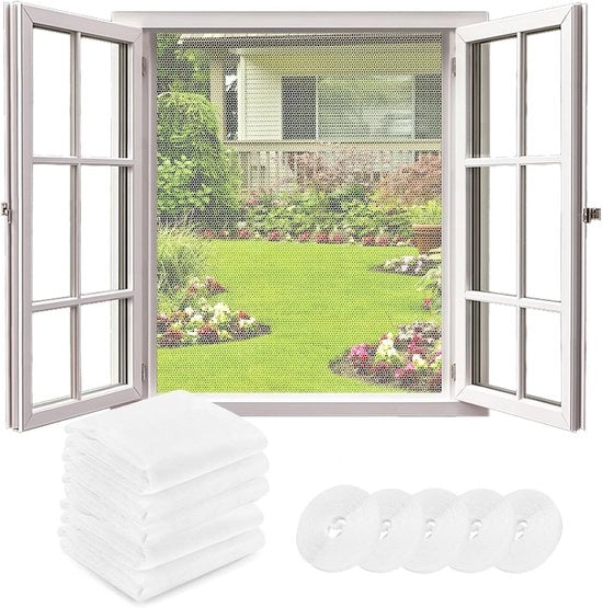 Veloce schermo per finestre - rete per zanzare - 5 pezzi - bianco - 1,3 x 1,5 m