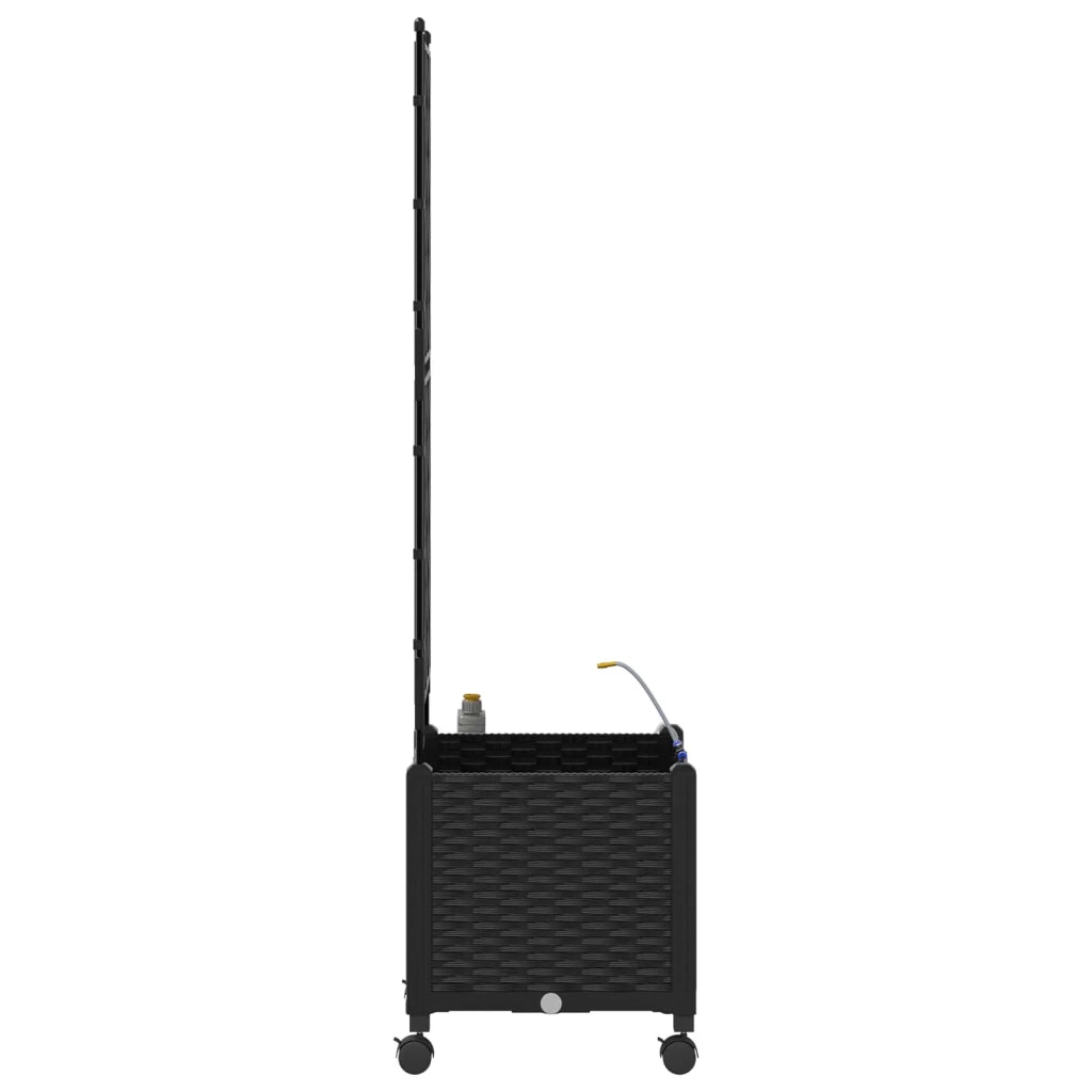 Vaso da Giardino con Irrigazione e Ruote Nero 40 x 40 x 148 cm 3422950