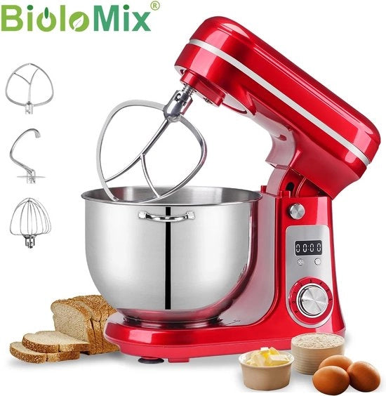 Impastatrice per cucina - Macchina per cucina - Impastatrice con contenitore per mescolare - Impastatrici per cucina - Macchina per impastare - Macchina per impastare - Colore rosso