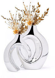 Vaso ceramico moderno decorativo per interni, elegante vas per la camera da letto, decorazione per ufficio (argento)