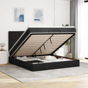 Struttura Letto Pouf con Materasso Nero 180x200 cm in Tessuto 3314192