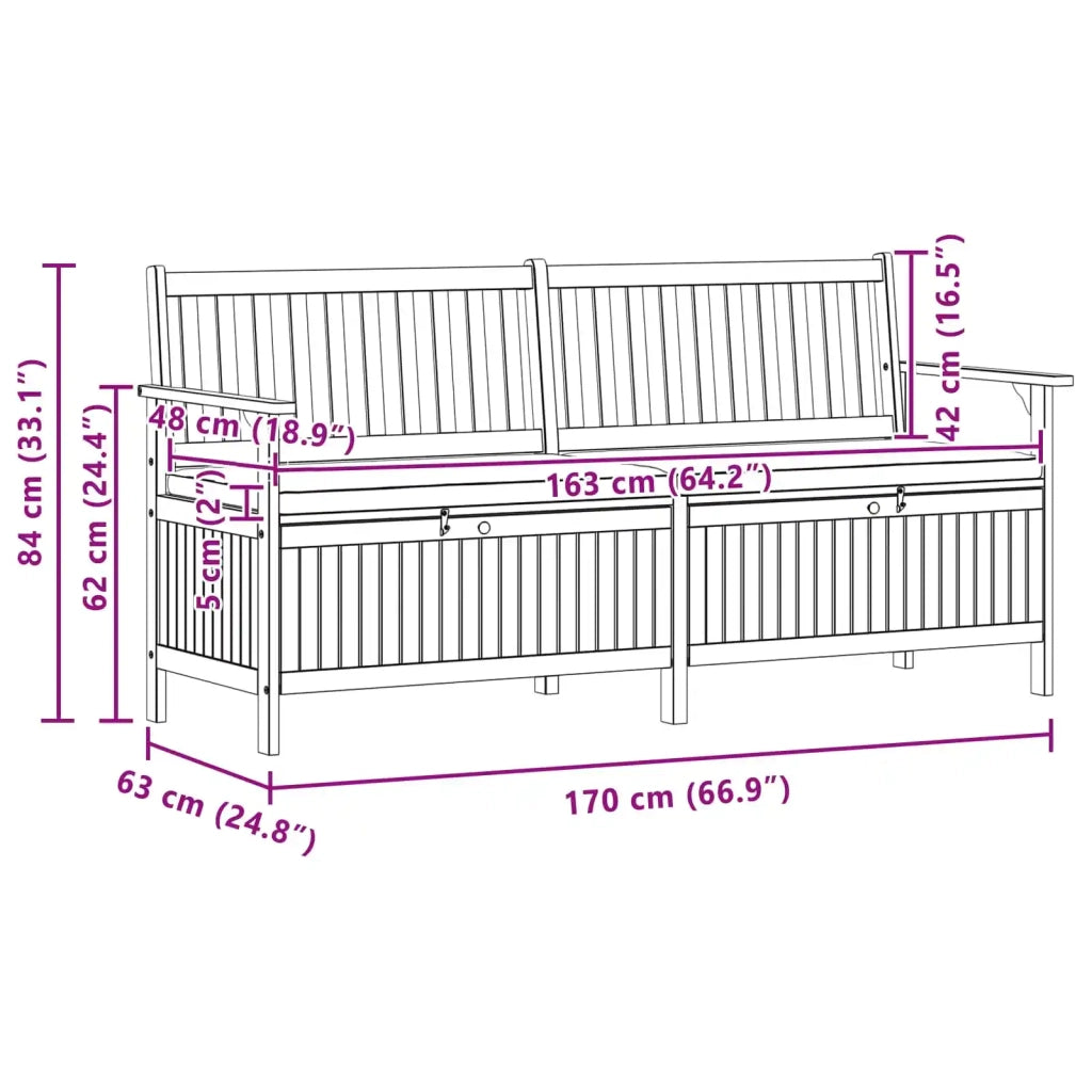 Panchina con contenitore con cuscino con porta 170 x 63 x 84 cm 42026796