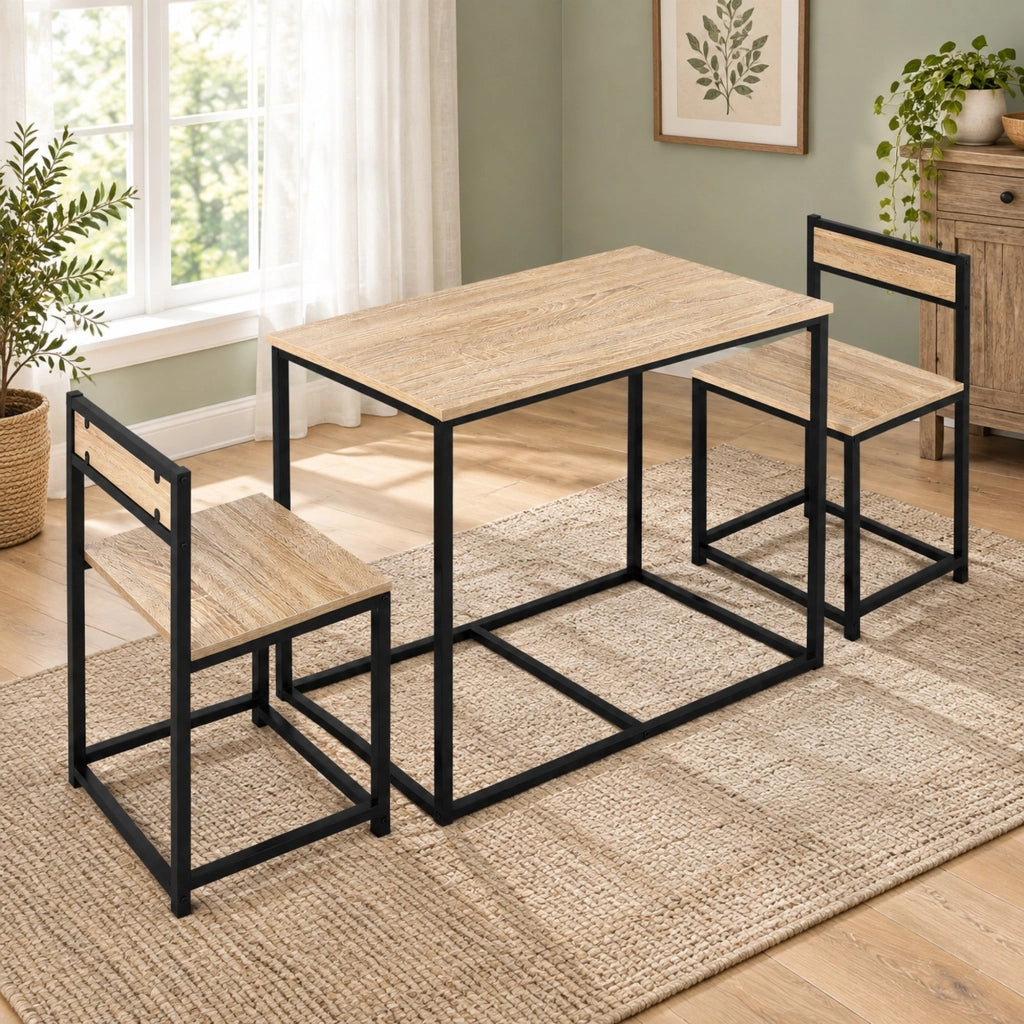 Tavolo e 2 sedie 90x47x76 cm rovere chiaro salvaspazio, 2 persone