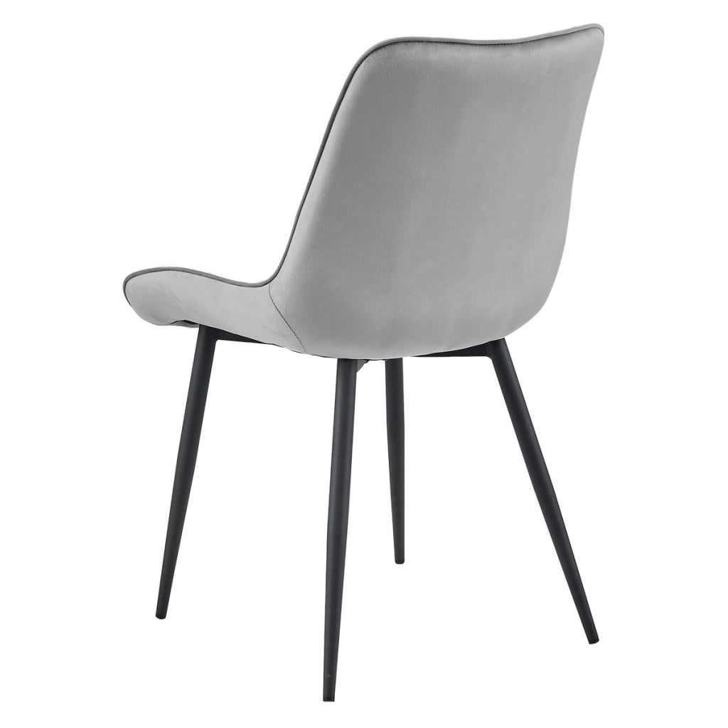 Set di 2 sedie Bera in velluto grigio argento con gambe nere