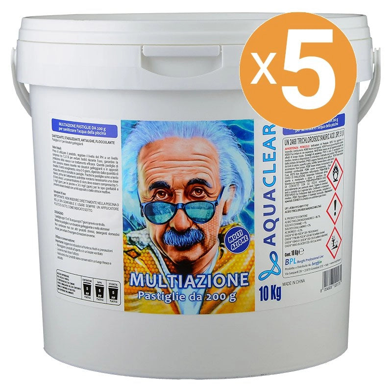 Pastiglie multiazione piscina 4 in 1 da 200 g blisterate AQUACLEAR Quantità confezione: 5 confezioni
