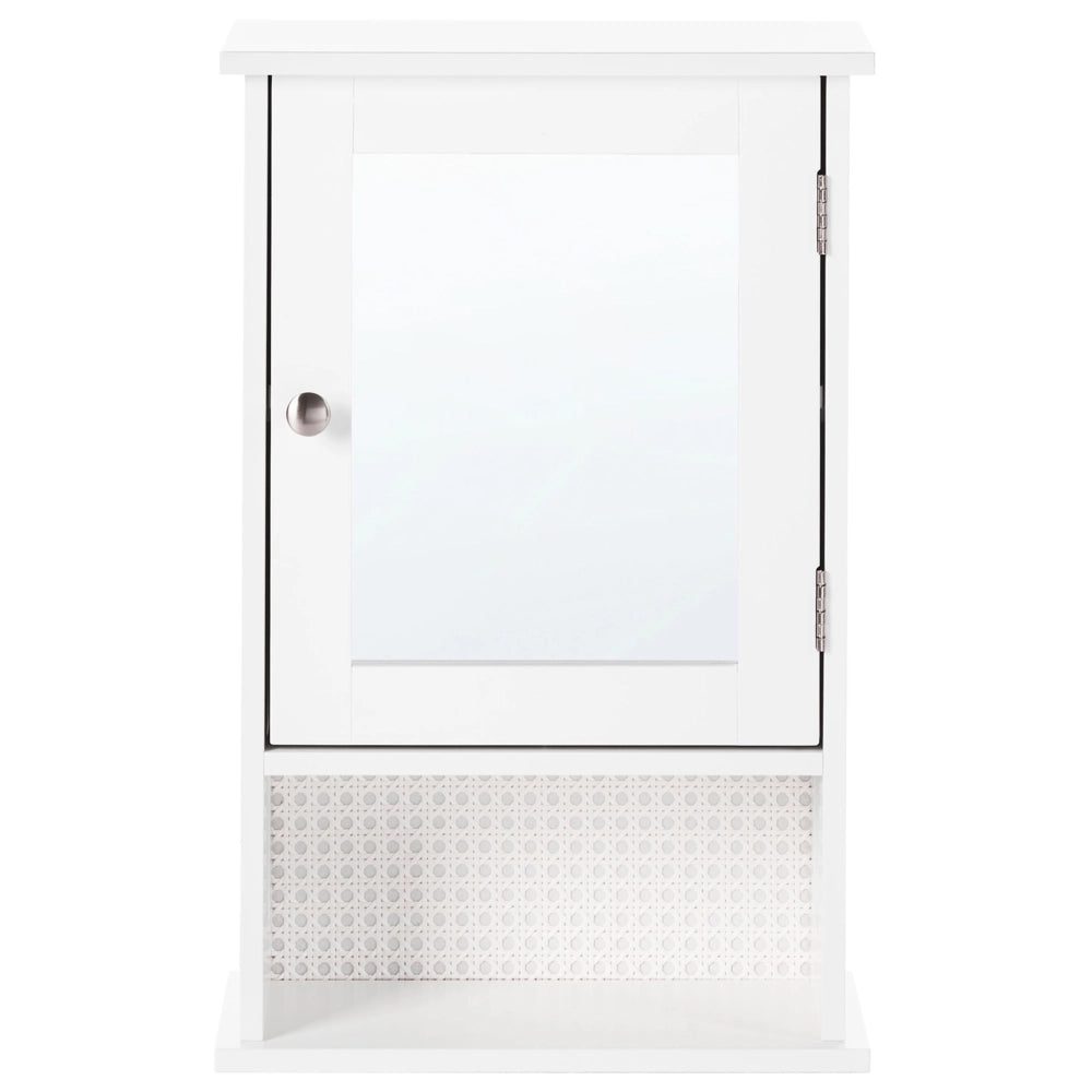 Mobiletto a specchio da bagno a parete in MDF bianco con vano contenitore stile moderno