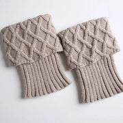 Due pair di calzettoni per donna intrecciati a maglia - calzettoni per inverno con intreccio a punto - calzettoni di lana a maglia - calzettoni corti con cinturino a forma di reticolo - mesh caldi - beige+nero - 15cm