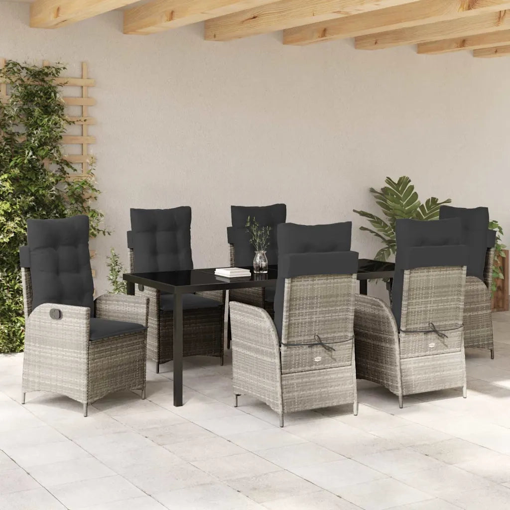 Set da Pranzo per Giardino 7 pcs Grigio chiaro polyrattan 3380524