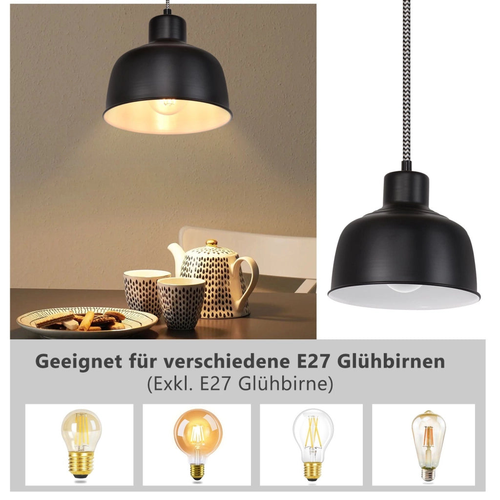 Lampada a sospensione ZMH metallo nero diametro 170 cm E27 vintage per sala da pranzo soggiorno camera e ufficio