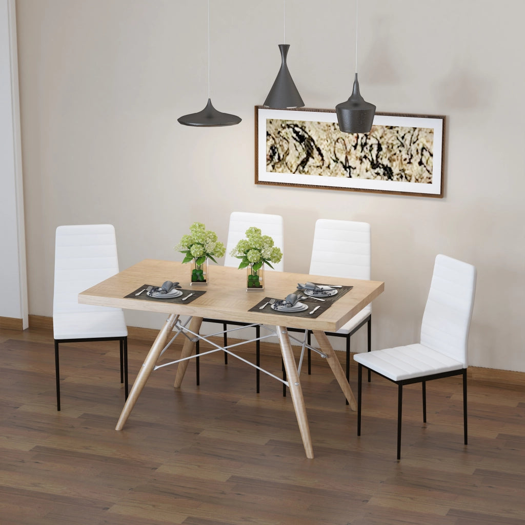 Set 4 Sedie Imbottite da Pranzo ¨C Zephmum ¨C Bianco, Metallo, Tessuto