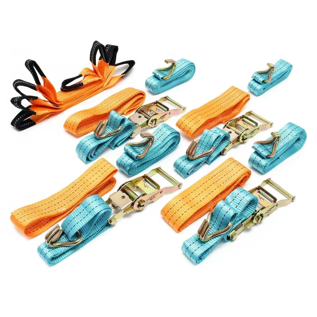 Set di 4 cinghie di fissaggio per ruote 3,5 m x 50 mm 3000 kg fissaggio per trasporto auto 16_0001512