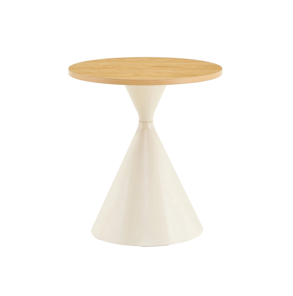 Set di 2 tavolini da caffè ?70x40 cm e ?50x50 cm; impilabili; in melamina e acciaio; naturale