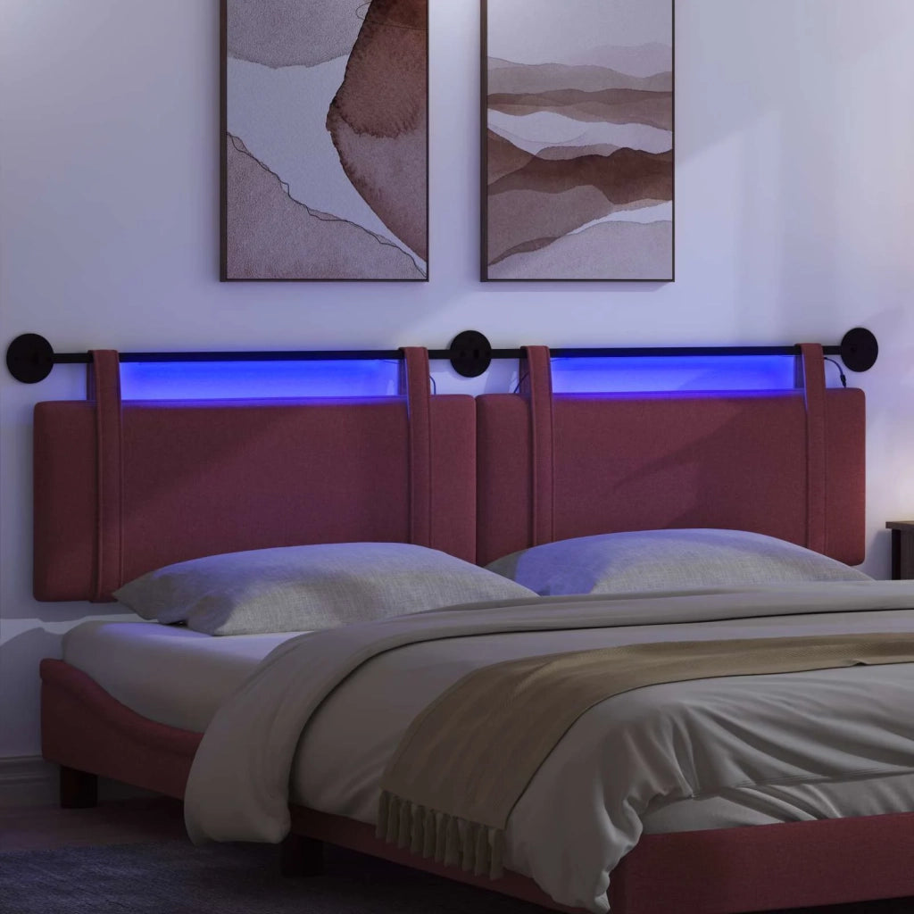 Testiera | Testata sospesa Con luce LED Rosso Vino Tessuto