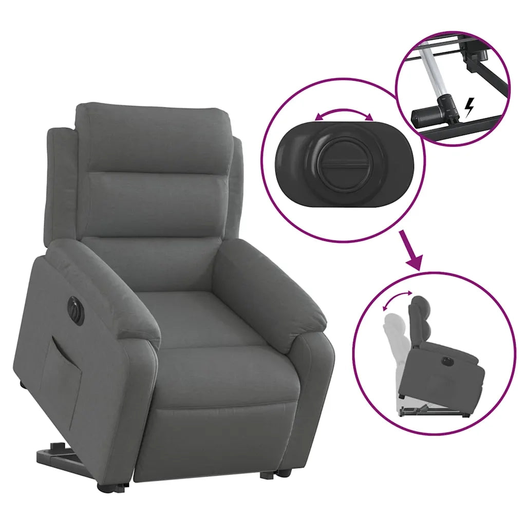 Poltrona Alzapersona Reclinabile Elettrica Grigio Scuro Tessuto 3205005
