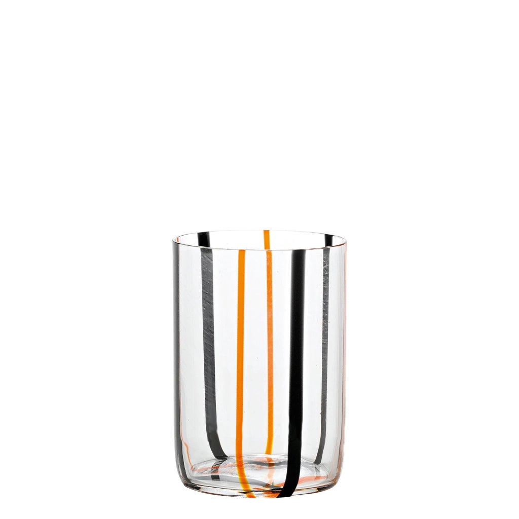 Bicchiere Tirache Zafferano in vetro borosilicato bicolore Nero-arancio box 6 pezzi