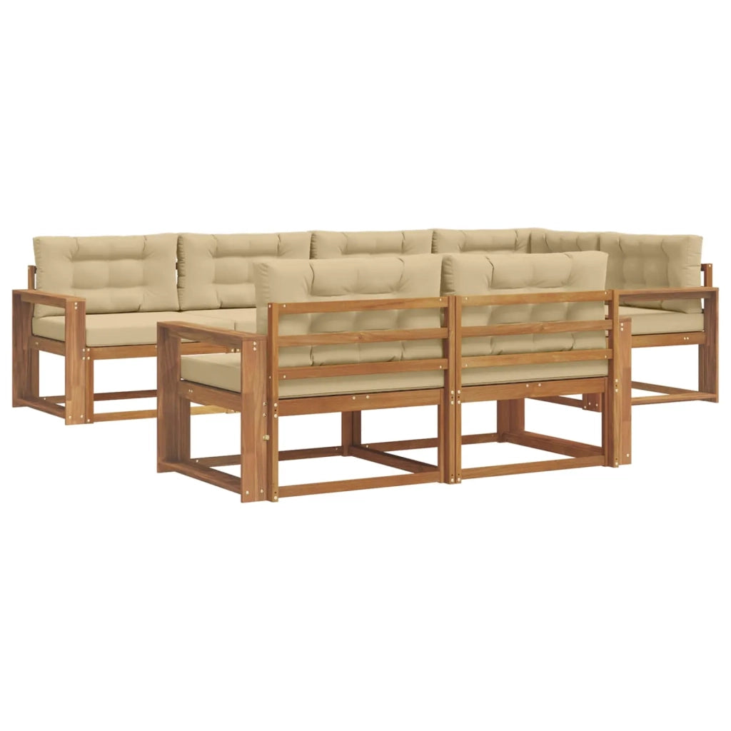 Set di divani da esterno con cuscino 7 pcs Naturale e Beige 3367726