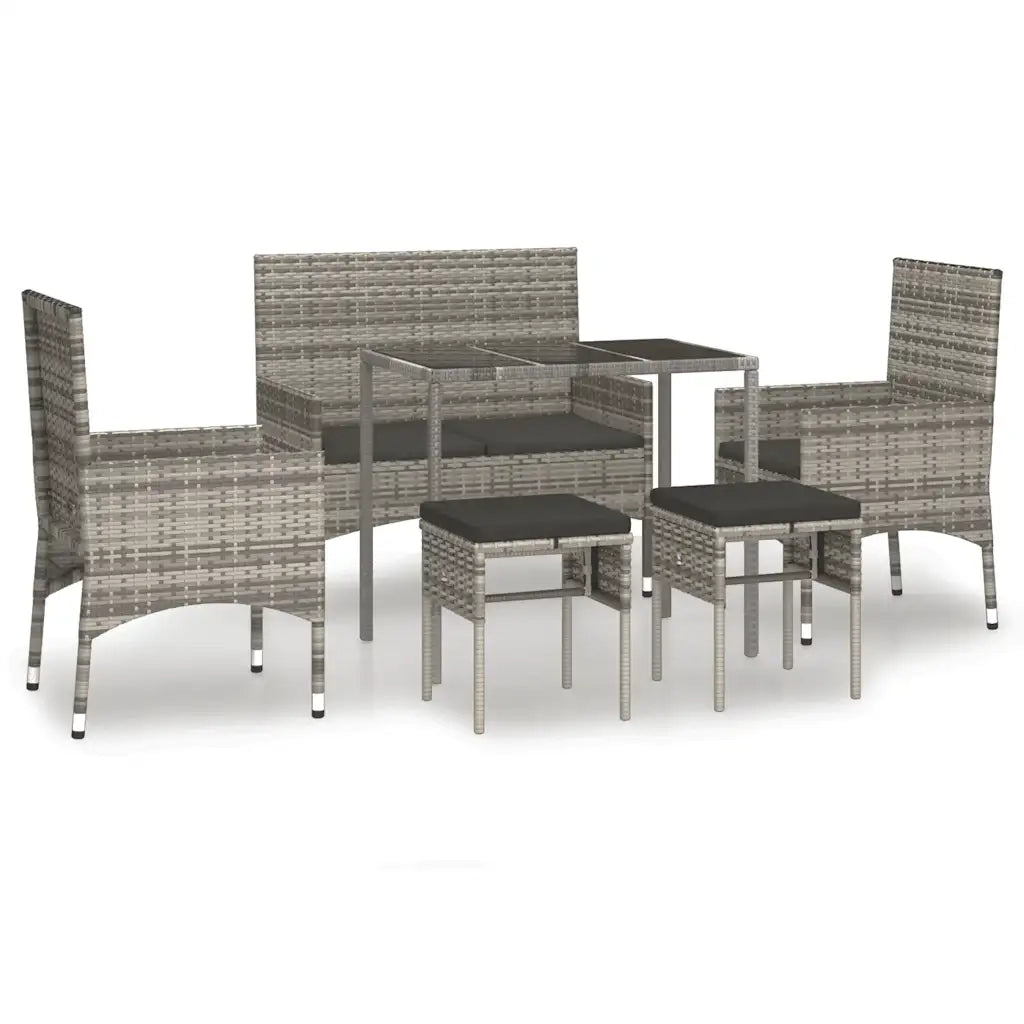 Set Divani da Giardino 6 pz con Cuscini in Polyrattan Grigiocod mxl 119389