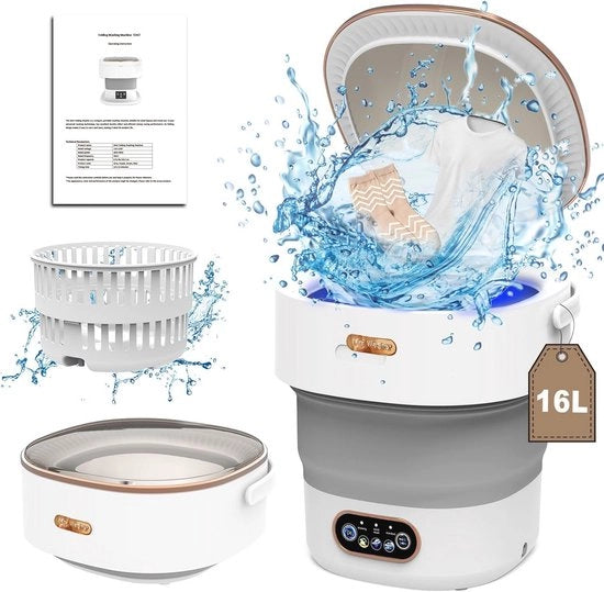 Mini Wasmacchina Duratura per Campeggio e Viaggi - 16 Litri, 3 kg, Wasmacchina Mobili Compatta 2-in-1