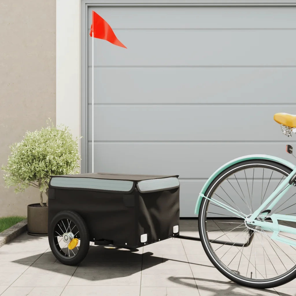Rimorchio da Bici Nero e Grigio 30 kg in Ferro 94077
