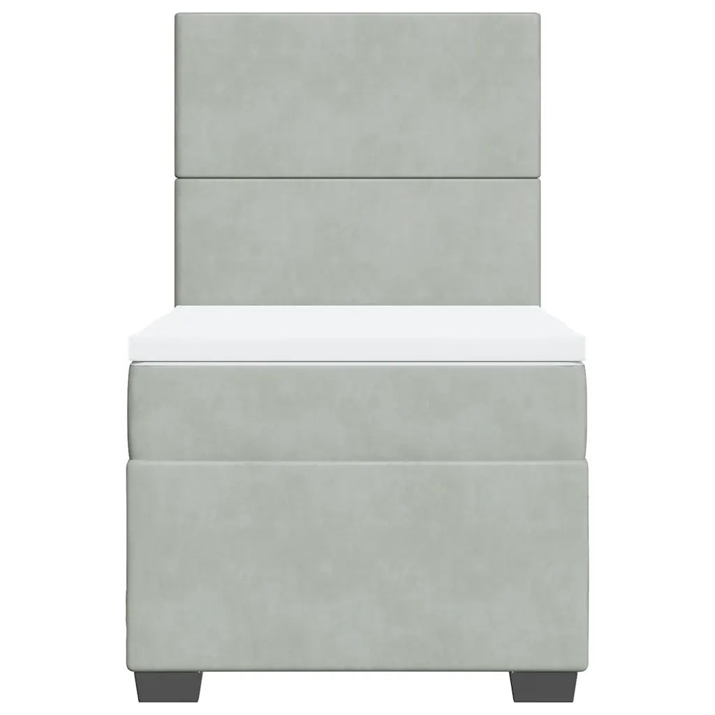 Giroletto a Molle con Materasso Grigio Chiaro 90x190 cm Velluto