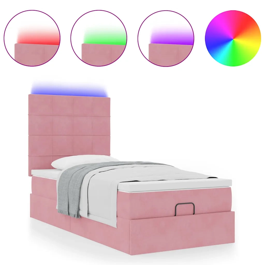 vidaXL Struttura Letto Pouf con Materassi Rosa 100x200 cm Velluto