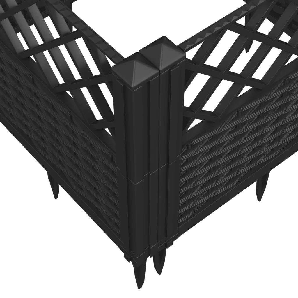 Fioriera da Giardino con Picchetti Nera 43,5x43,5x43,5 cm PP 368007