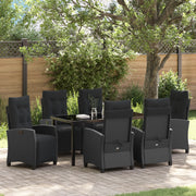 Set di Mobili da Giardino 7 Pezzi in Rattan Poligonale Nero